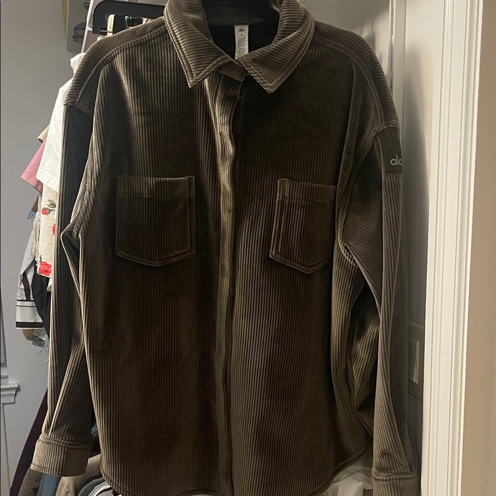 ALO Yoga Olive Corduroy Shirt Jacket